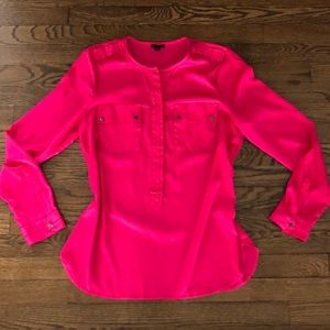 Bright Pink Blouse with Military Styling